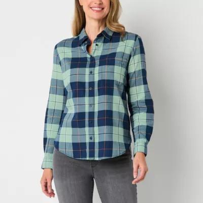 St. John's Bay Womens Long Sleeve Regular Fit Button-Down Shirt Product Image