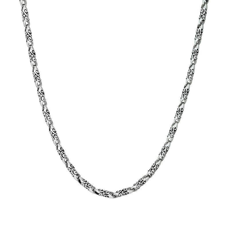 Mens LYNX Stainless Steel Link Chain Necklace Silver Product Image