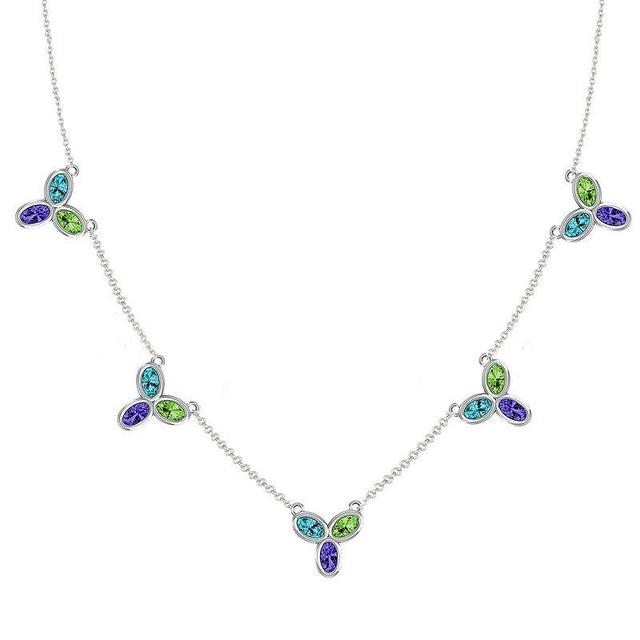 Sterling Silver Blue Topaz, Peridot & Amethyst Station Necklace, Womens Product Image