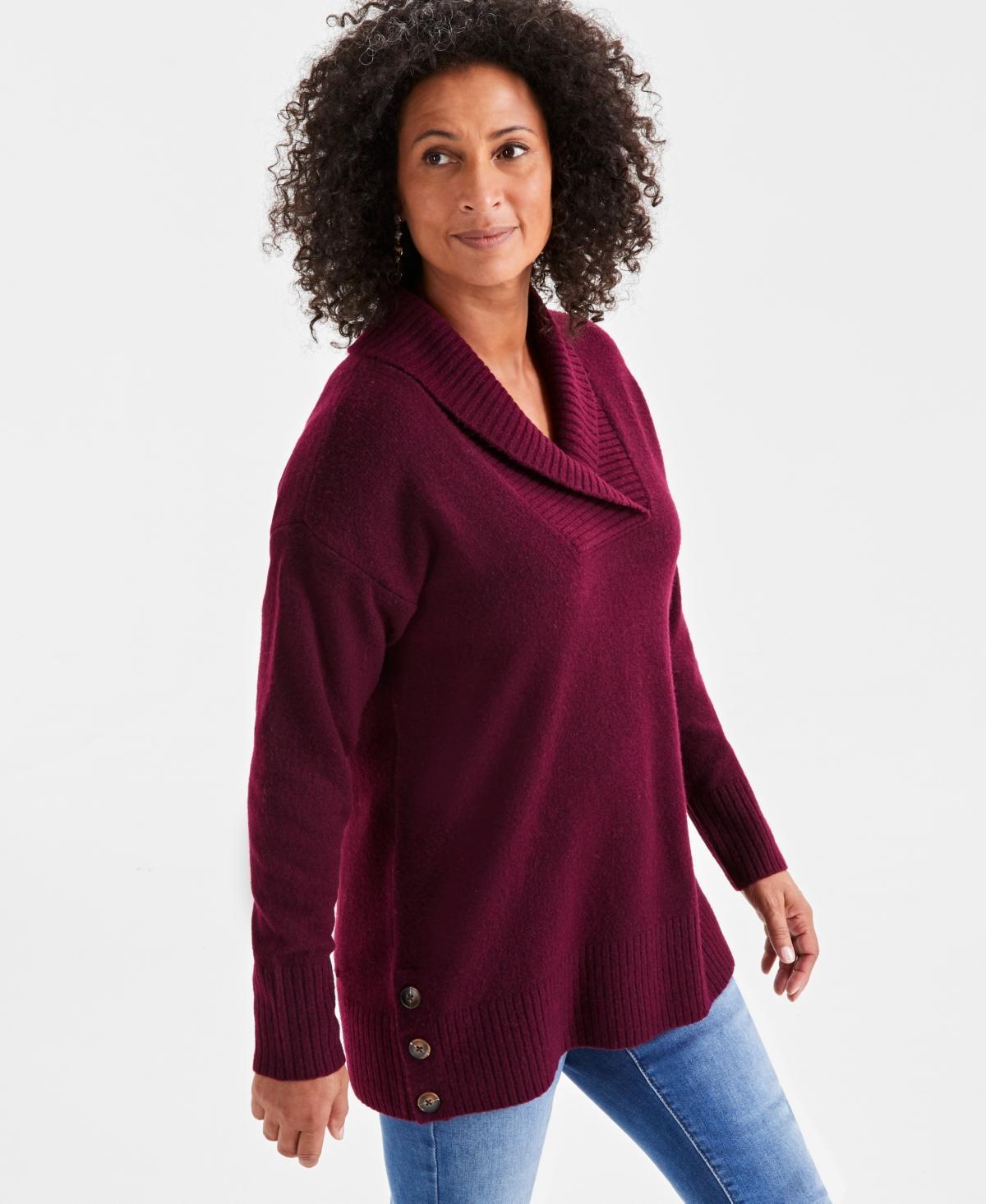 Style & Co Womens Shawl Collar Button-Hem Sweater, Created for Macys Product Image