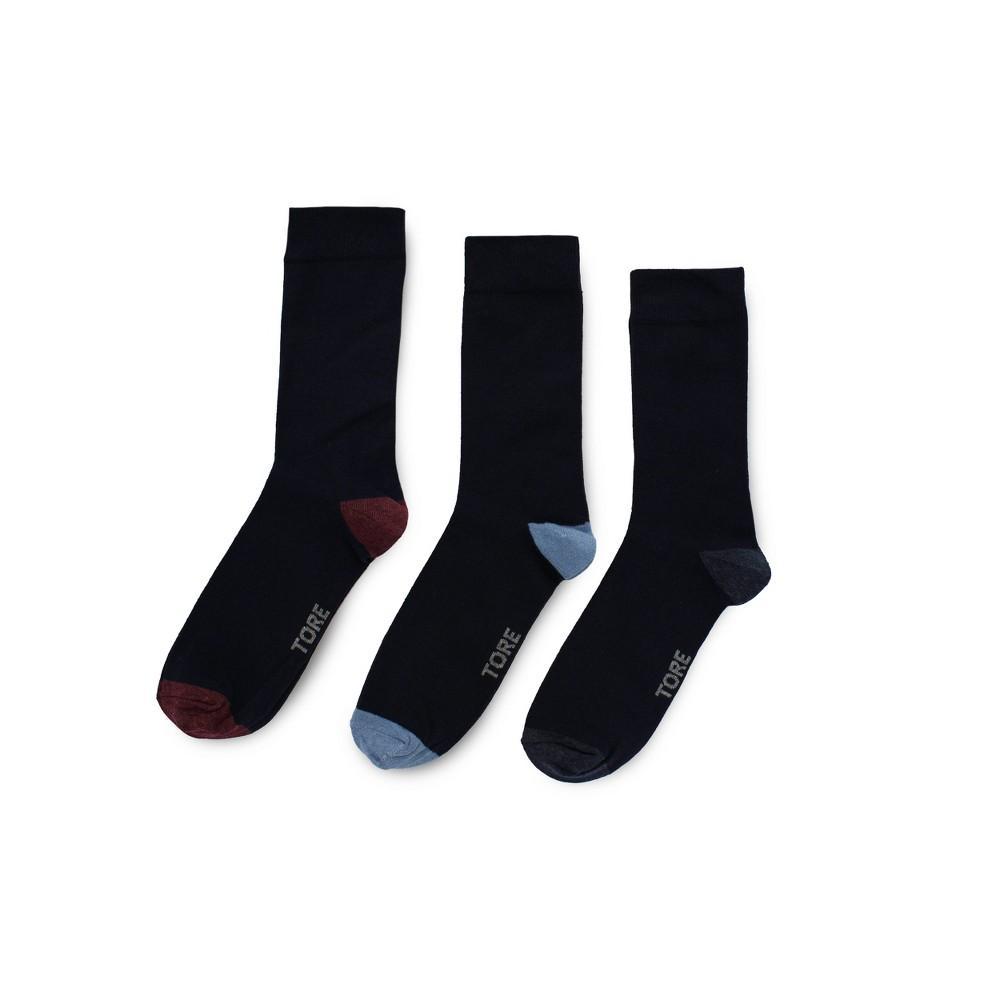 TORE Totally Recycled Mens Solid Casual Crew Socks 3pk - Navy Blue 7-12 Product Image