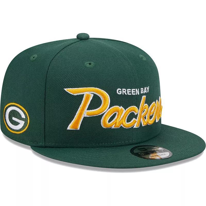 Mens New Era Green Green Bay Packers Main Script 9FIFTY Snapback Hat Product Image