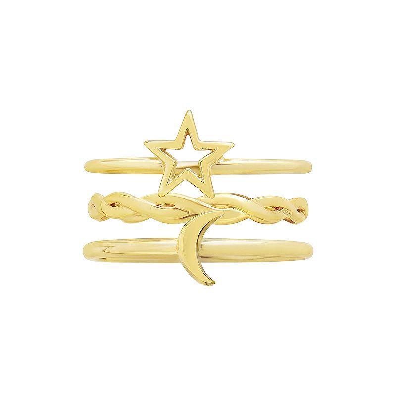 MC Collective Celestial Stacking Ring Set, Womens 14k Gold Sterling Product Image