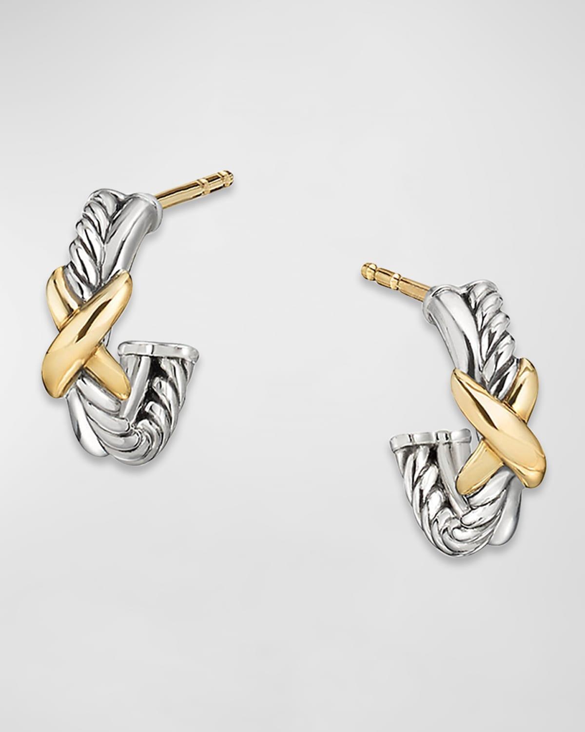 Womens Petite X Hoop Earrings with 18K Yellow Gold Product Image