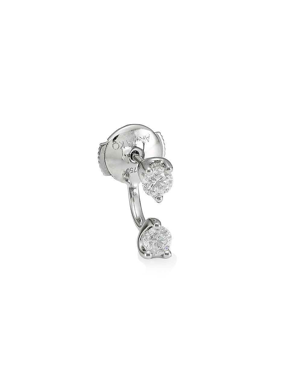 Womens 18K White Gold & Diamond Single Orbit Earring Product Image