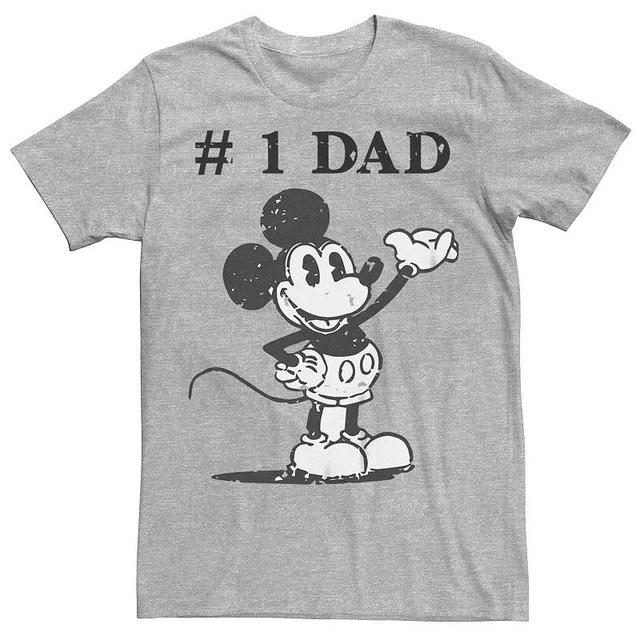 Disneys Mickey Mouse Mens Classic Number 1 Dad Graphic Tee Athletic Grey Product Image