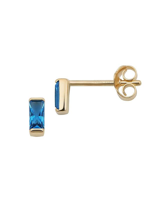 Womens 14K Yellow Solid Gold, Ocean Blue Fresco Baguette Micro Studs Product Image