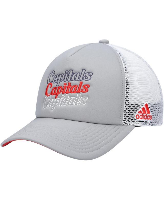 Womens adidas Gray/White Washington Capitals Foam Trucker Snapback Hat Product Image