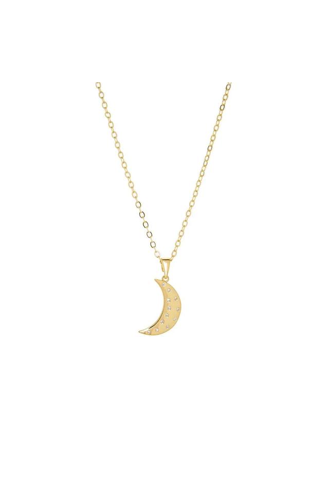 Marlyn Schiff Gold Plated Necklace W/ Crescent Pave Charm Product Image