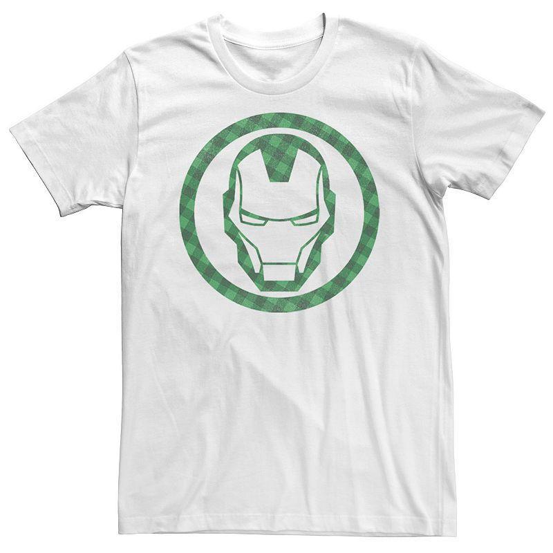 Mens Marvel St. Patricks Day Iron Man Plaid Logo Tee Product Image