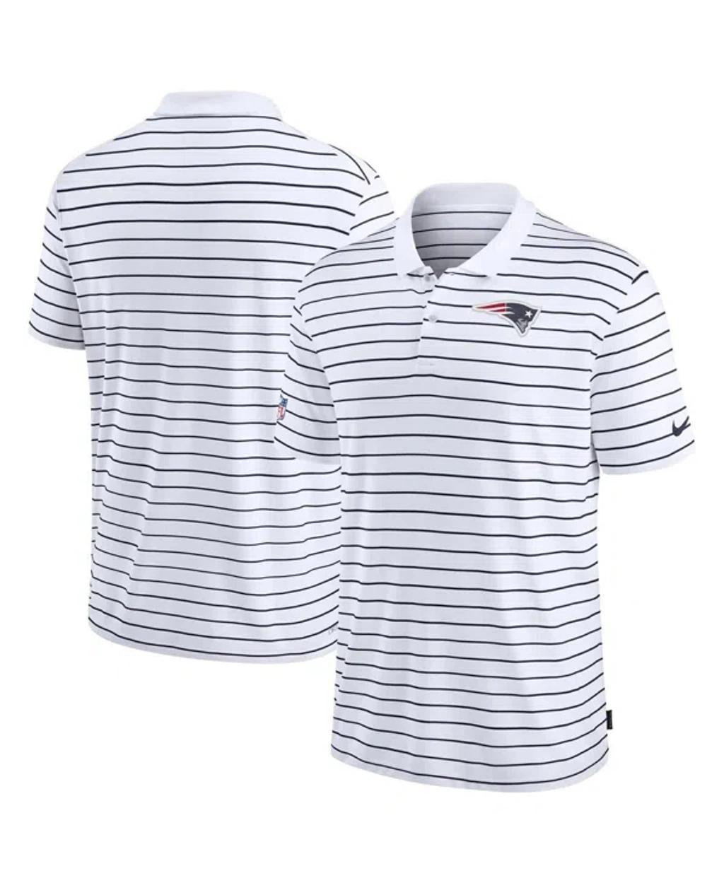 NIKE Men's White New England Patriots Sideline Lock Up Victory Performance Polo In White,navy Product Image