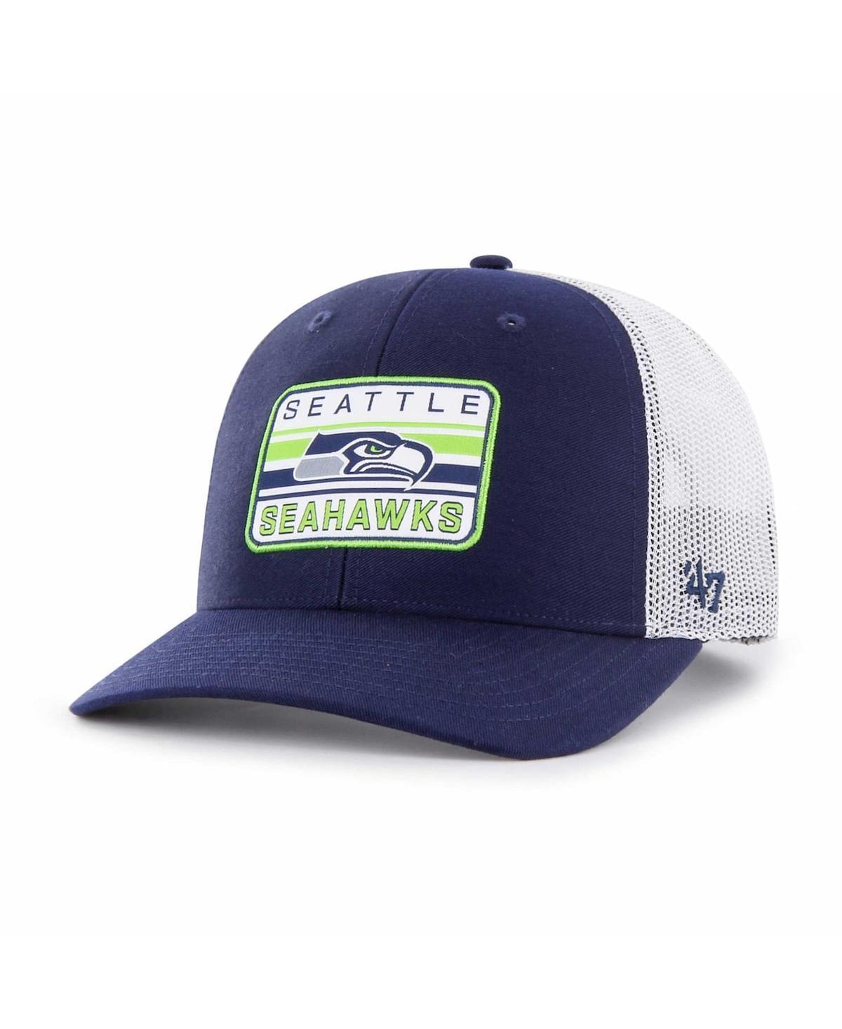 Mens 47 /White Seattle Seahawks Drifter Adjustable Trucker Hat, Blue Product Image