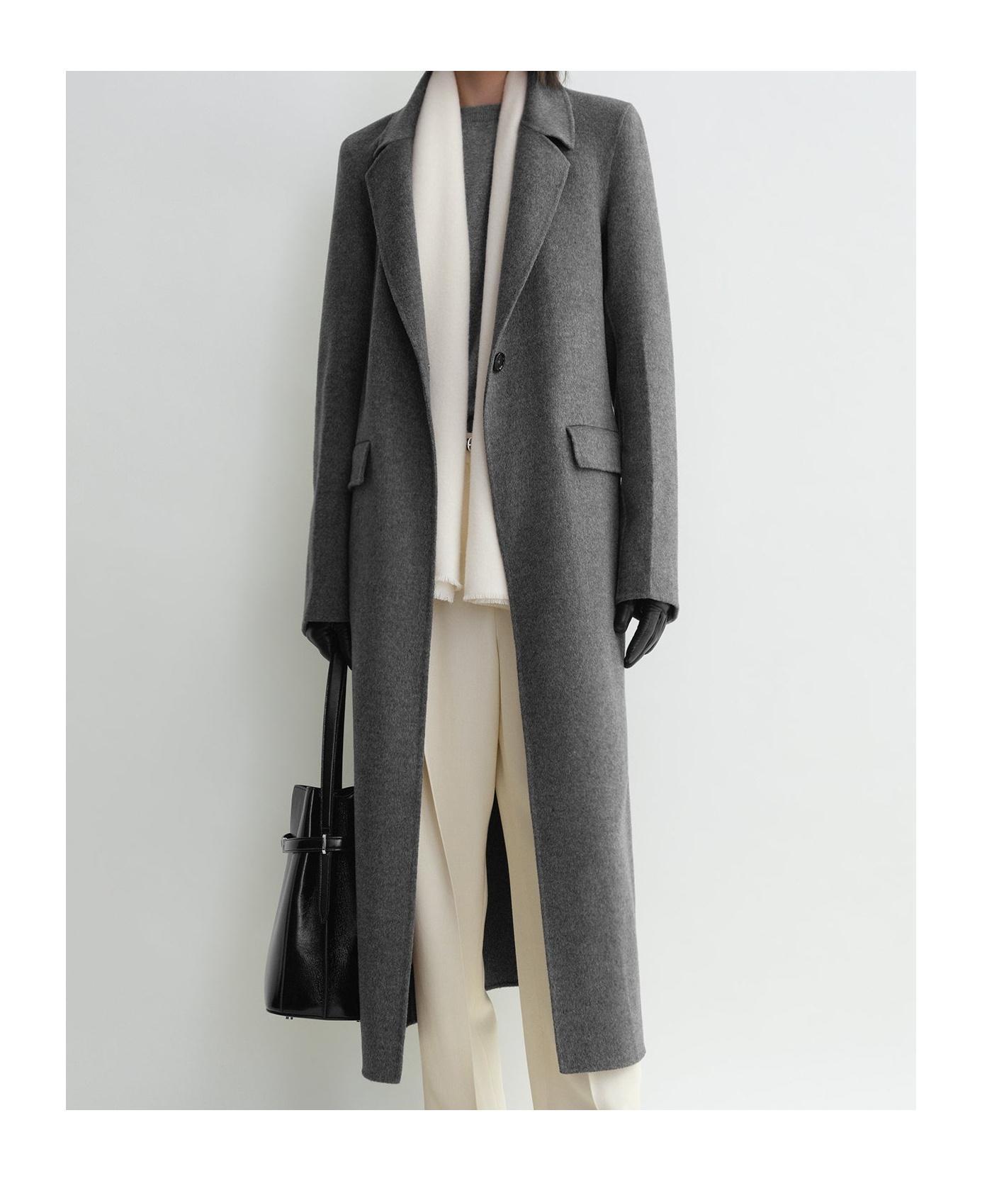 TOTÊME Toteme One-button Double Face Wool Long Coat In Grey Product Image