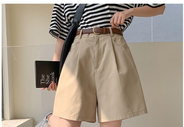 High Waist Plain Shorts Product Image