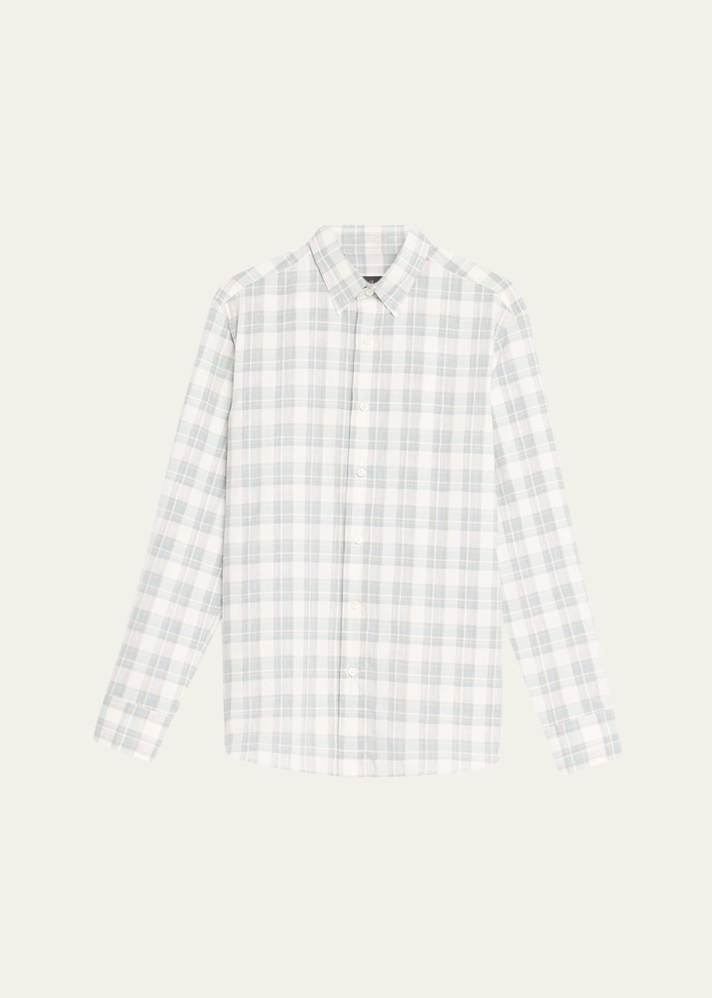 Mens Cotton-Linen Plaid Sport Shirt Product Image