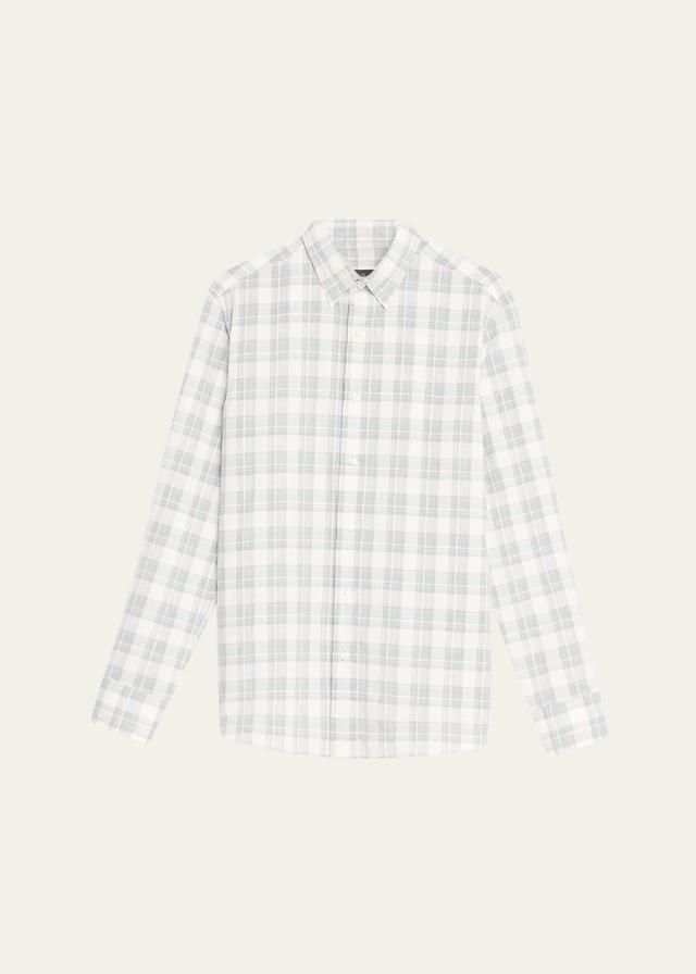 Mens Cotton-Linen Plaid Sport Shirt Product Image