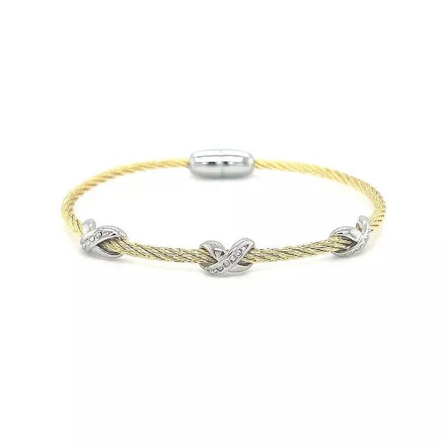 Juvell Two Tone 18k Gold Plated Cubic Zirconia Bangle Bracelet, Womens Product Image