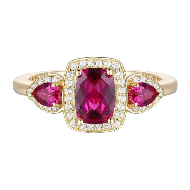 14k Gold Over Silver Lab-Created Ruby & Lab-Created White Sapphire Ring, Womens Gold Tone Product Image