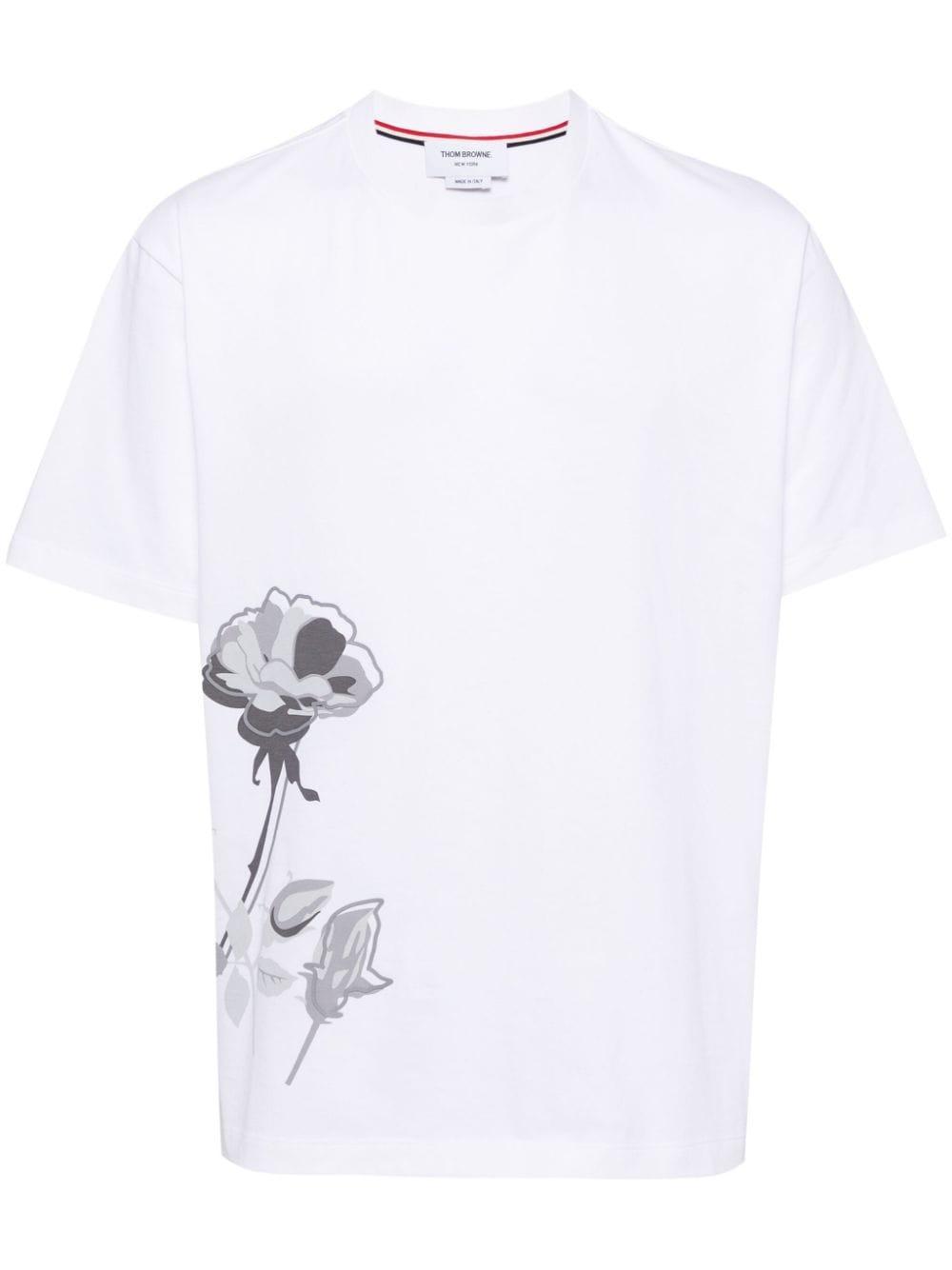 Floral-print Cotton T-shirt In White Product Image