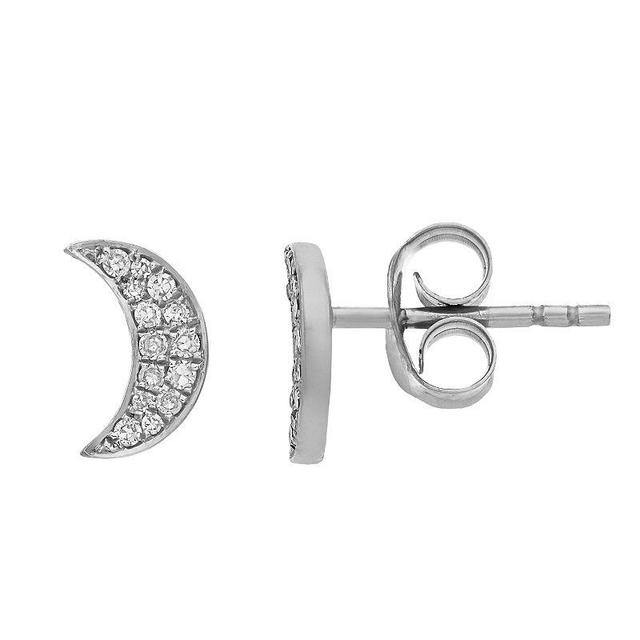 Gemminded Sterling Silver Diamond Accent Moon Stud Earrings, Womens Product Image