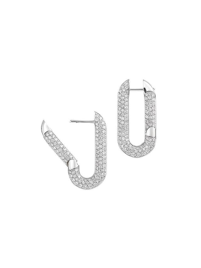 Womens Mon Jeu 18K White Gold & Diamond Oval Hoop Earrings Product Image