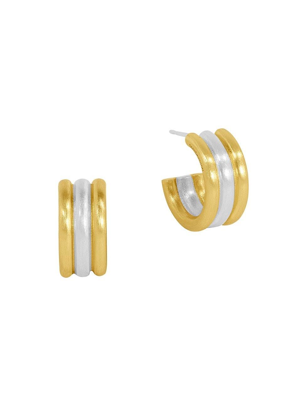 Womens Dune Two-Tone Ridged Mini Hoop Earrings Product Image