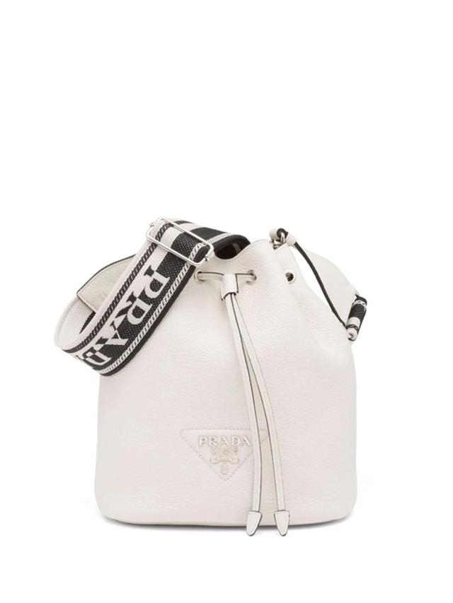 PRADA Flou Bucket Bag In Weiss Product Image