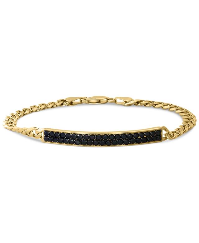 Effy Mens Black Spinel Cluster Plate Link Bracelet (2-3/8 ct. t.w.) in 14k Gold-Plated Sterling Silver Product Image