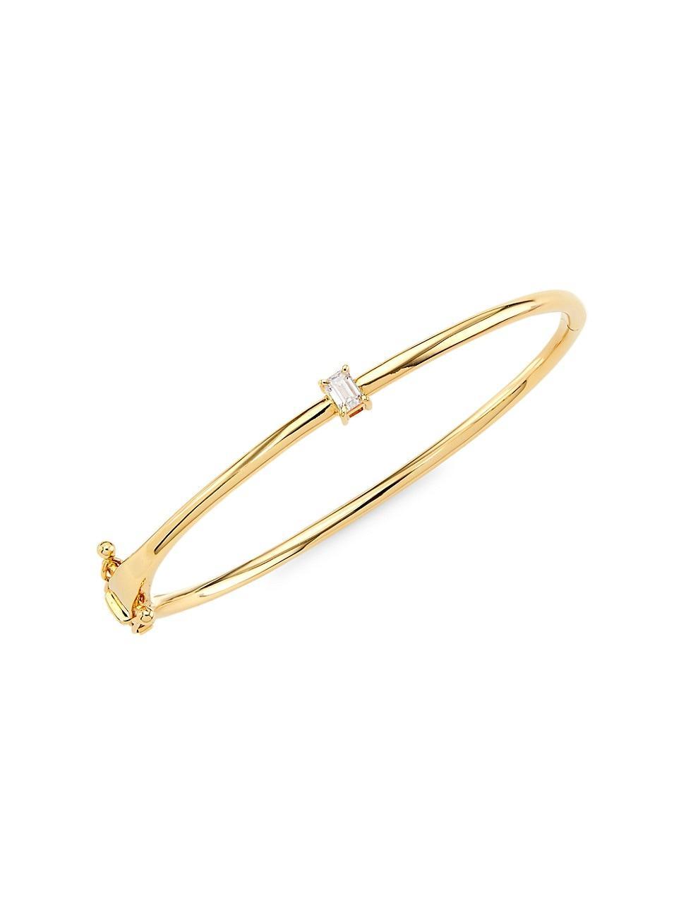 Womens 14K Yellow Gold & 0.37 TCW Diamond Hinged Bangle Product Image