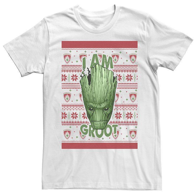 Mens Marvel Groot Ugly Christmas Sweater Short Sleeve Tee Product Image