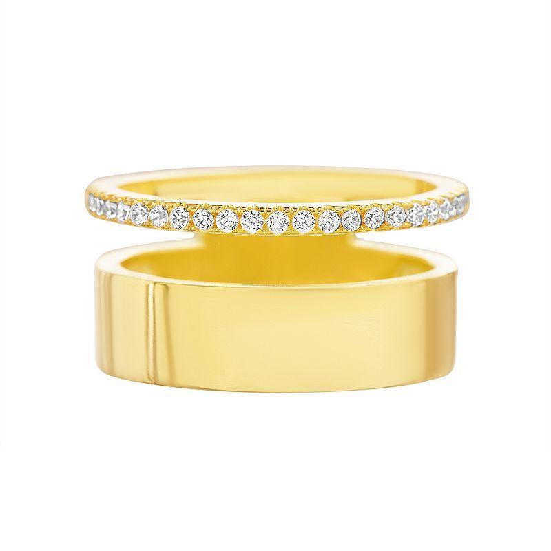 Paige Harper 14k Gold Over Recycled Brass Cubic Zirconia Open Double Band Ring, Womens Gold Tone Clear Product Image