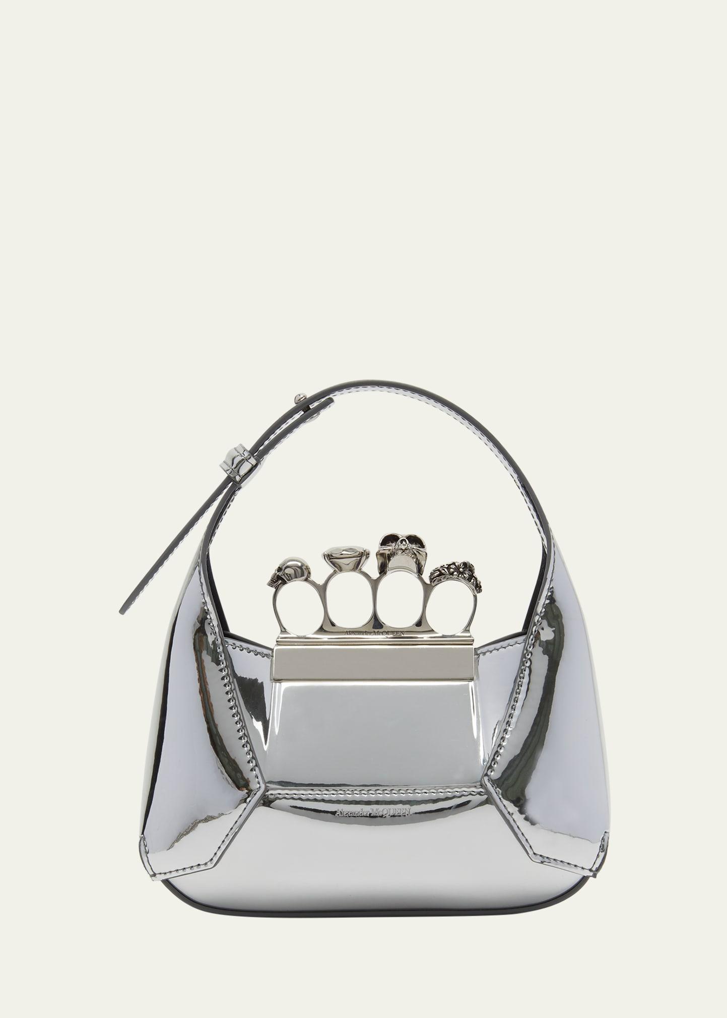 Alexander McQueen Mini Jewelled Metallic Faux Leather Hobo Product Image