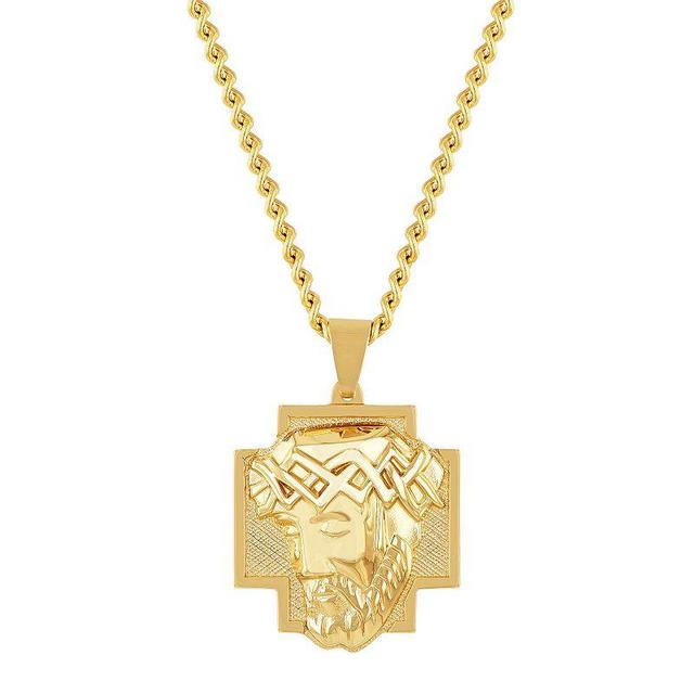 Steel Nation Mens Gold Tone Stainless Steel Jesus Cross Pendant Necklace Yellow Product Image