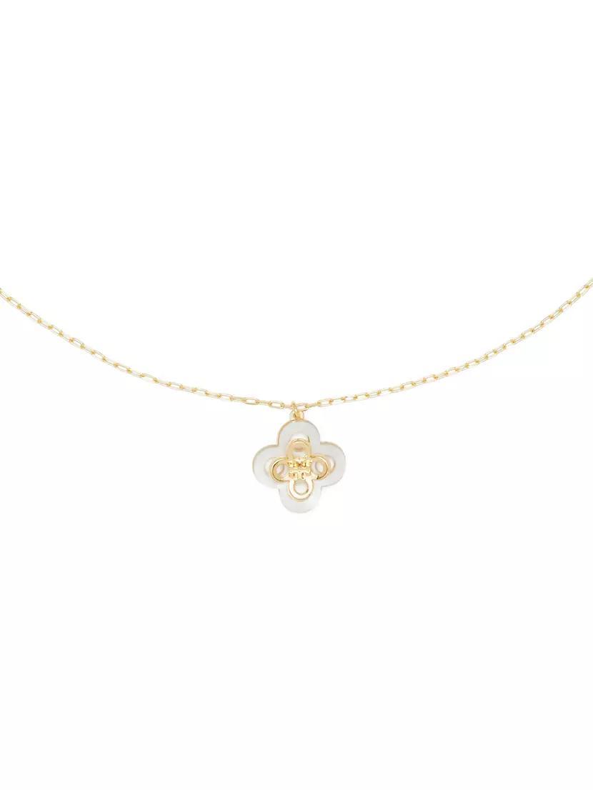 Kira 18K-Gold-Plated & Mother-Of-Pearl Clover Pendant Necklace Product Image