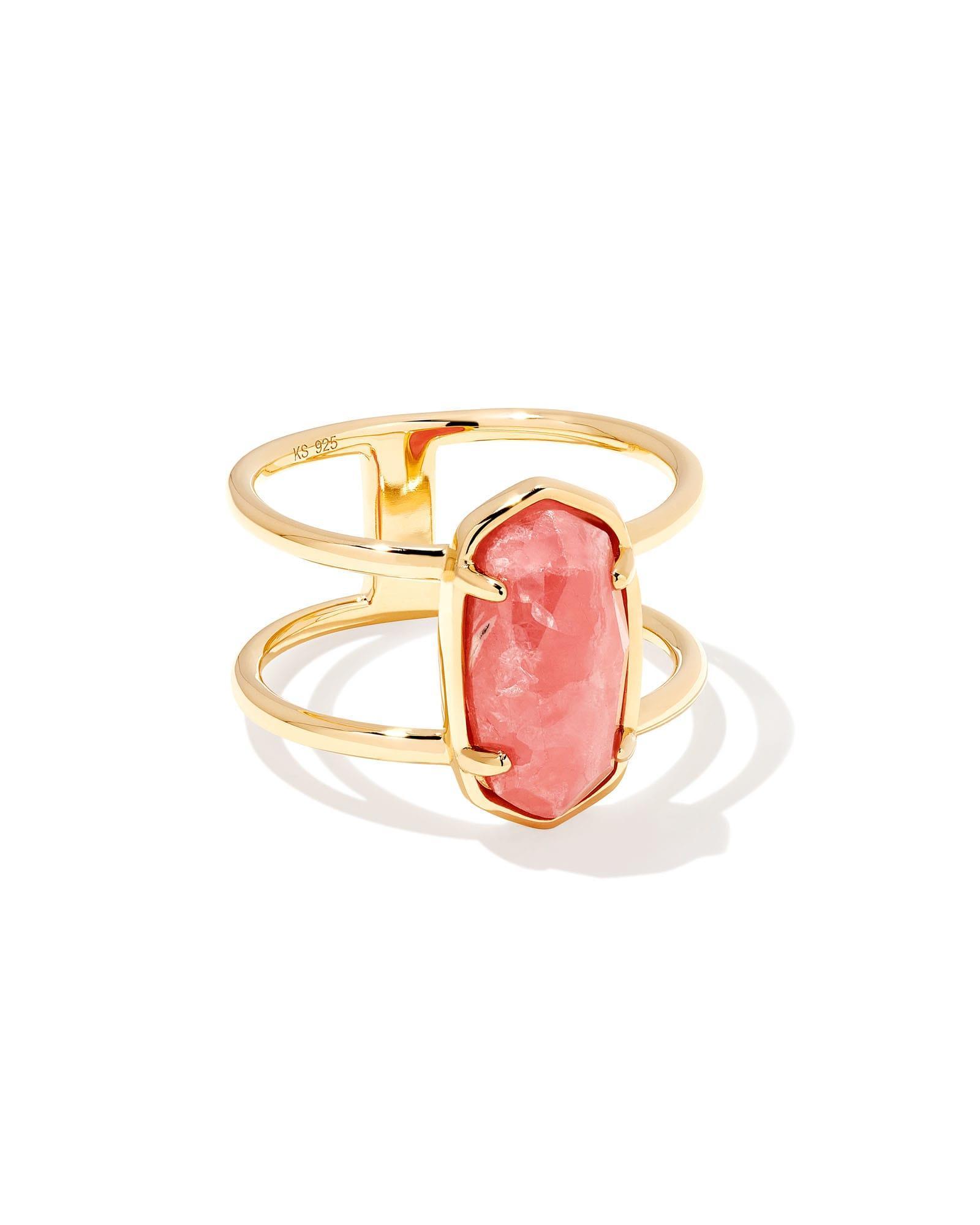 Elyse 18k Gold Vermeil Double Band Ring in Pink Rhodochrosite Product Image