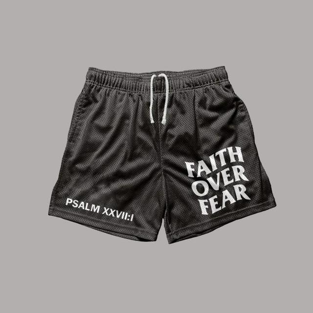 Faith Over Fear Print Graphic Men's Mesh Shorts Product Image