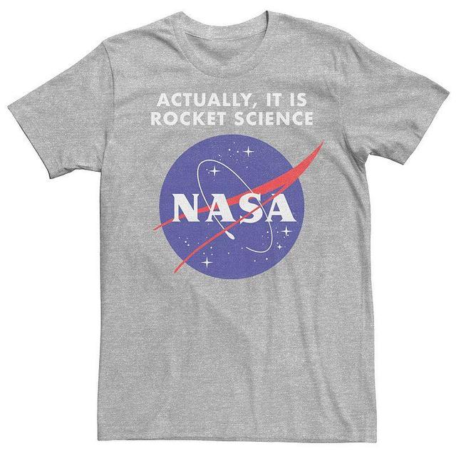 Mens NASA Logo Actually It Is Rocket Science Tee Athletic Grey Product Image