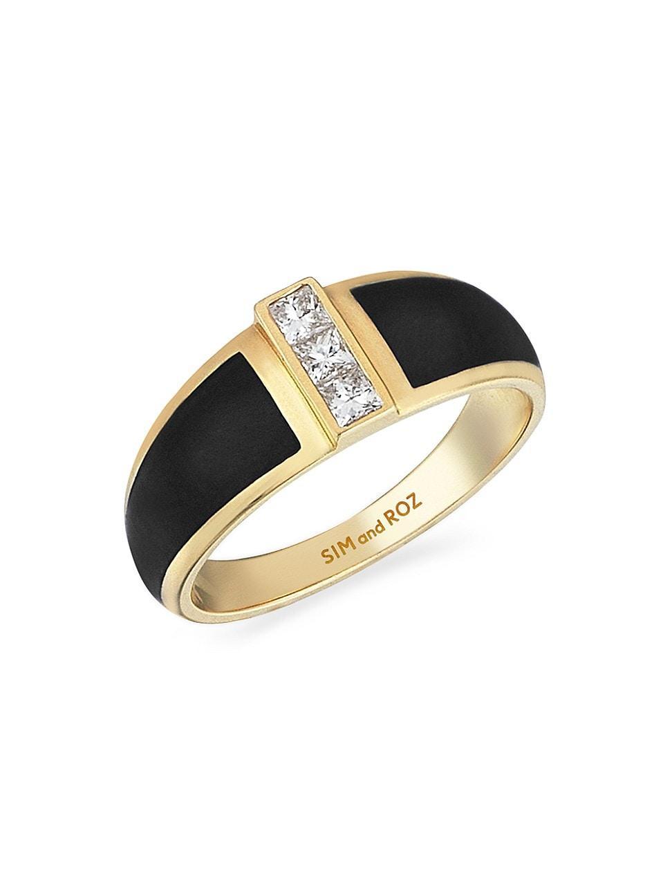 Womens Vortex Alignment 14K Yellow Gold, 0.21 TCW Diamond, & Enamel Tapered Ring Product Image