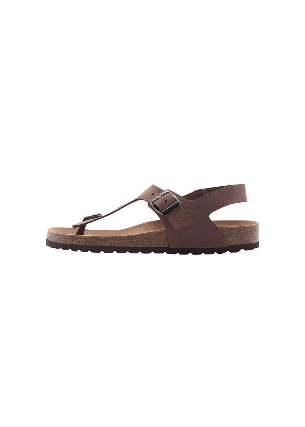 MANGO MAN - Leather sandals with straps brownMen Product Image