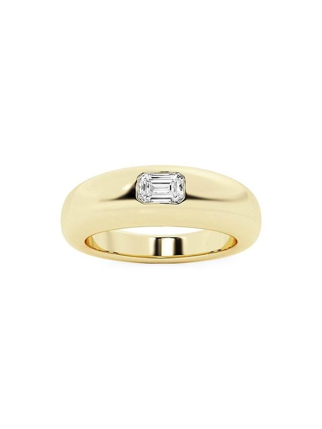 Womens 14K Yellow Gold & 0.33 TCW Emerald-Cut Natural Diamond Domed Ring Product Image