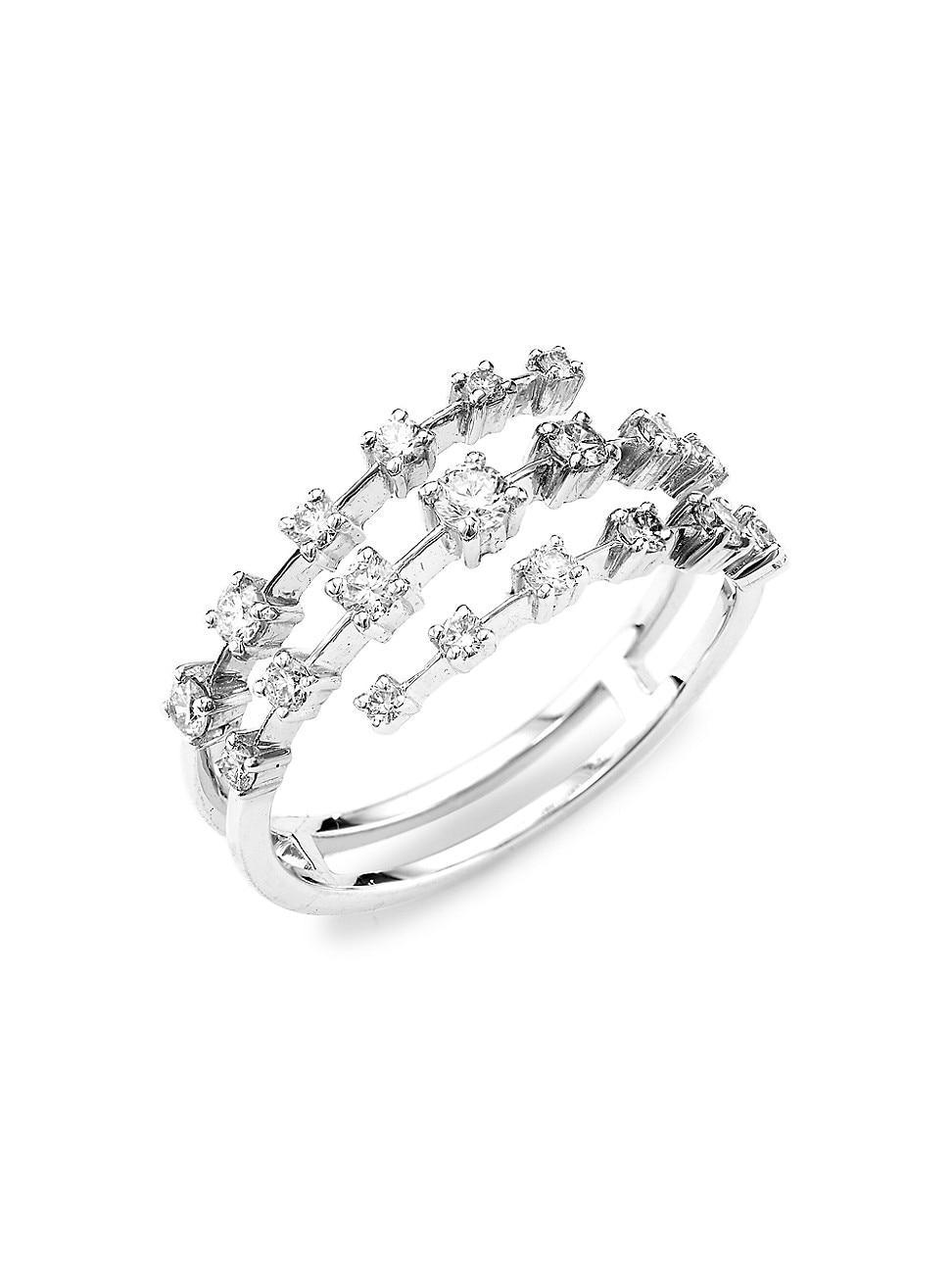 Womens 14K White Gold & 0.48 TCW Diamond Wrap Ring Product Image