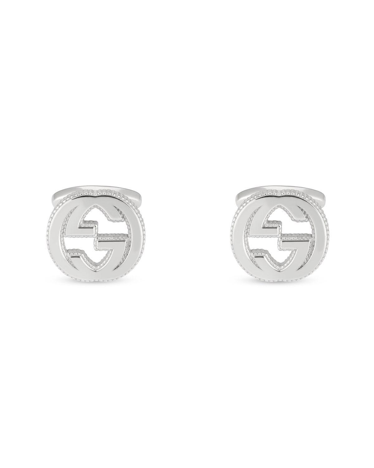 Mens Interlocking Sterling Silver Cuff Links Product Image