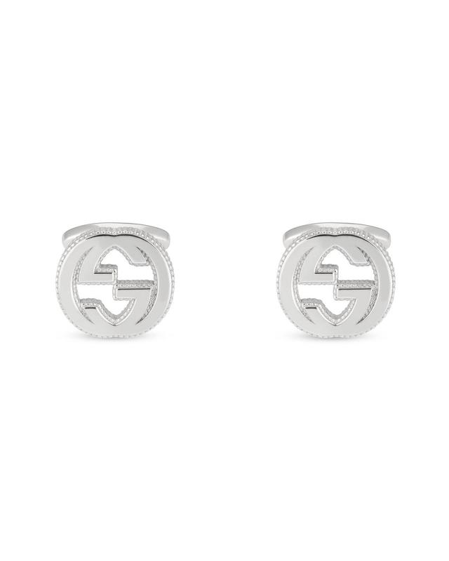 Mens Interlocking Sterling Silver Cuff Links Product Image