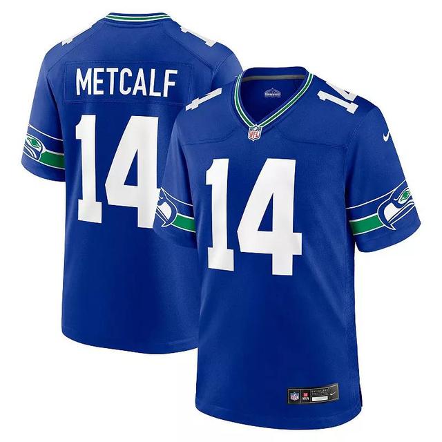 Mens Nike DK Metcalf Royal Seattle Seahawks Throwback Player Game Jersey Product Image