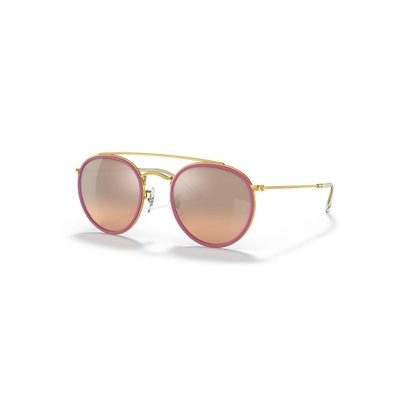 Ray-Ban Round Double Bridge Sunglasses Frame Pink Lenses Product Image