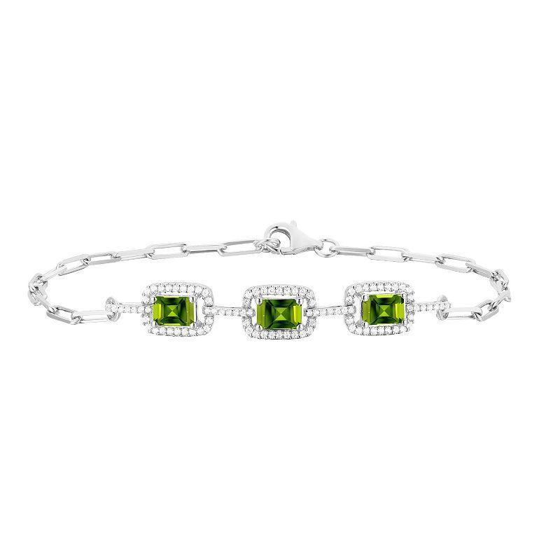 Sterling Silver Peridot & Lab-Created White Sapphire Bracelet, Womens Green Product Image