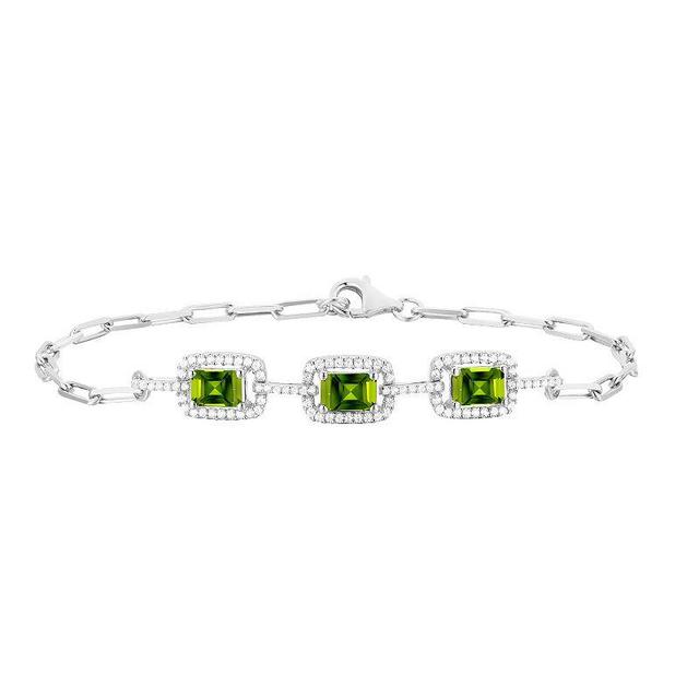 Sterling Silver Peridot & Lab-Created White Sapphire Bracelet, Womens Product Image