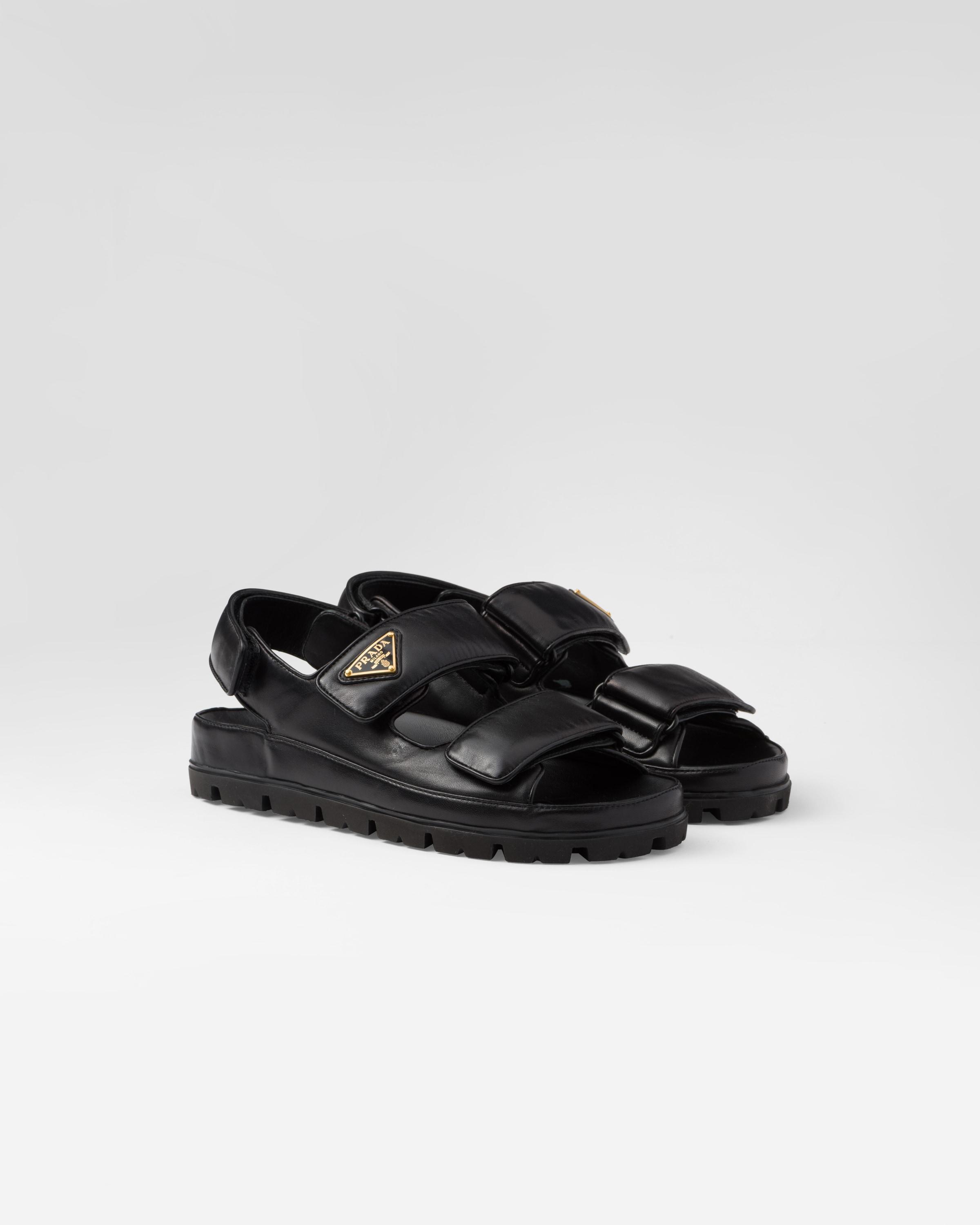 Flat Nappa Leather Sandals In Black Product Image