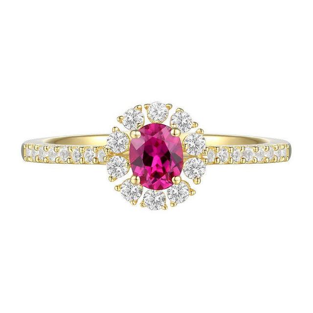 14k Gold Over Silver Lab-Created Ruby, Lab-Created White Sapphire Solitaire Ring, Womens Yellow Product Image