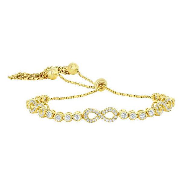 Argento Bella Sterling Silver Bezel-Set Cubic Zirconia Infinity Bracelet, Womens Yellow Product Image